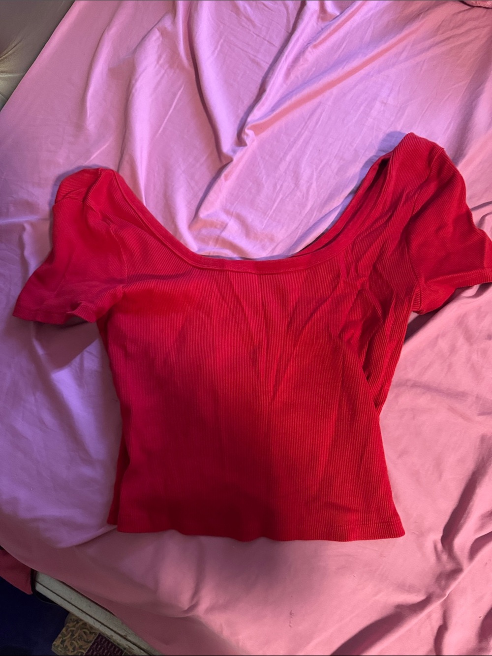 Universal Thread Red Ribbed Scoop Crop Top
